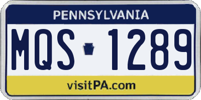 PA license plate MQS1289