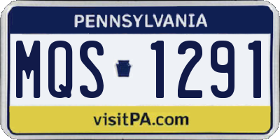 PA license plate MQS1291
