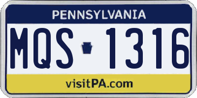 PA license plate MQS1316