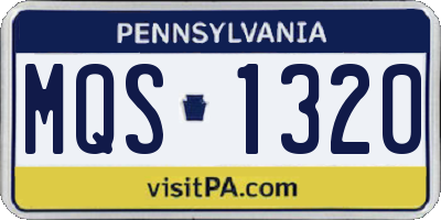 PA license plate MQS1320