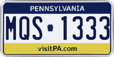 PA license plate MQS1333