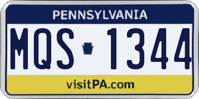 PA license plate MQS1344