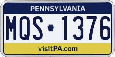 PA license plate MQS1376