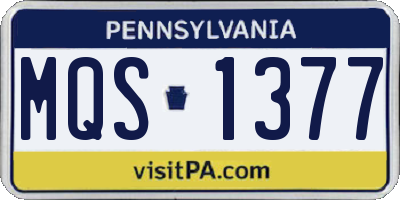 PA license plate MQS1377