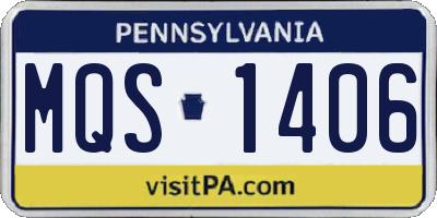 PA license plate MQS1406