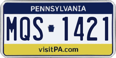 PA license plate MQS1421
