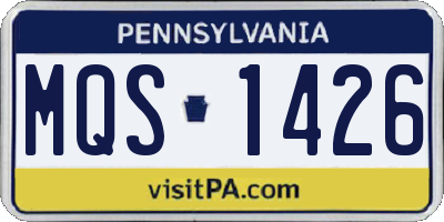 PA license plate MQS1426