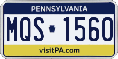 PA license plate MQS1560