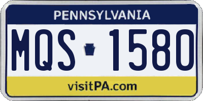 PA license plate MQS1580
