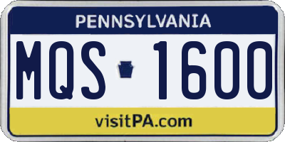 PA license plate MQS1600