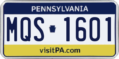 PA license plate MQS1601