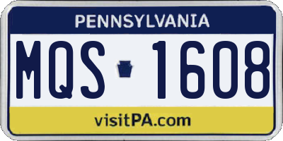 PA license plate MQS1608