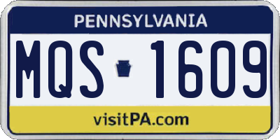 PA license plate MQS1609