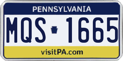 PA license plate MQS1665