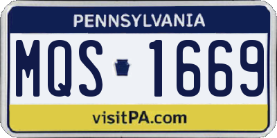 PA license plate MQS1669