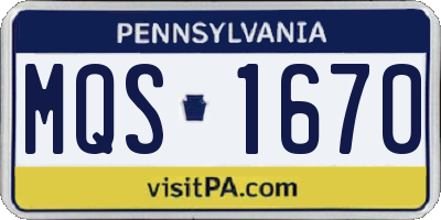 PA license plate MQS1670