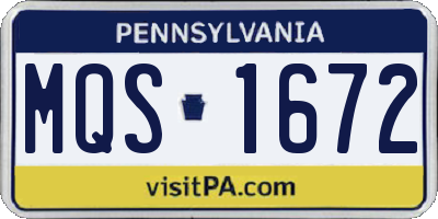 PA license plate MQS1672