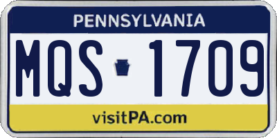 PA license plate MQS1709