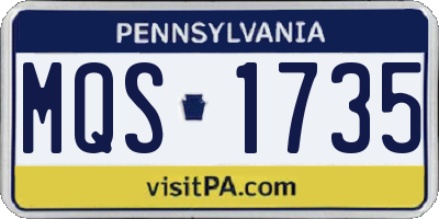 PA license plate MQS1735