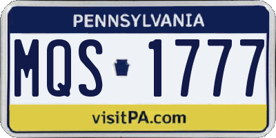 PA license plate MQS1777