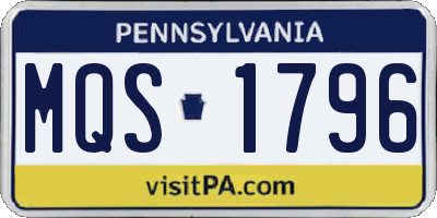 PA license plate MQS1796