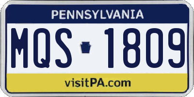 PA license plate MQS1809