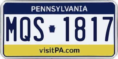 PA license plate MQS1817