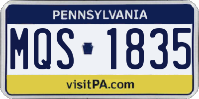 PA license plate MQS1835