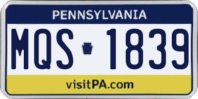 PA license plate MQS1839