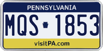 PA license plate MQS1853