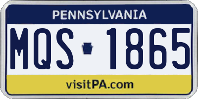 PA license plate MQS1865