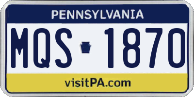 PA license plate MQS1870