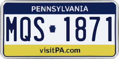 PA license plate MQS1871