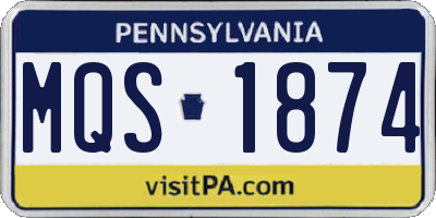 PA license plate MQS1874