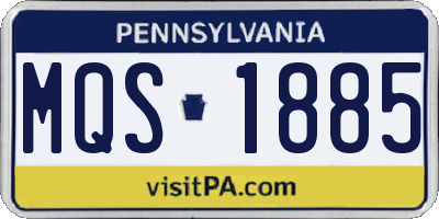 PA license plate MQS1885
