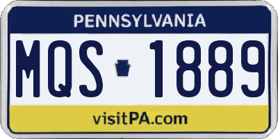 PA license plate MQS1889