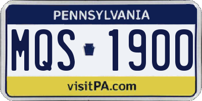 PA license plate MQS1900
