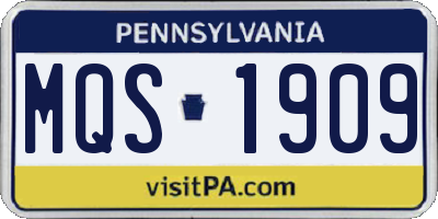 PA license plate MQS1909