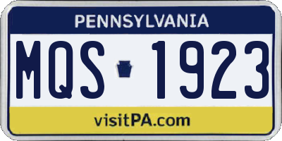 PA license plate MQS1923