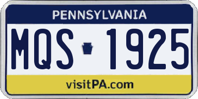 PA license plate MQS1925