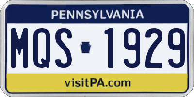PA license plate MQS1929