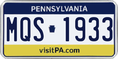 PA license plate MQS1933