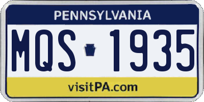 PA license plate MQS1935