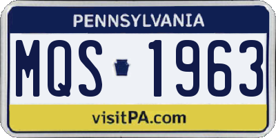 PA license plate MQS1963