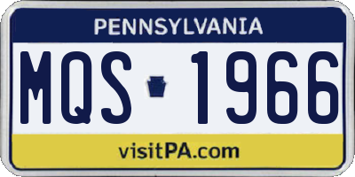 PA license plate MQS1966