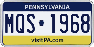 PA license plate MQS1968