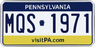 PA license plate MQS1971
