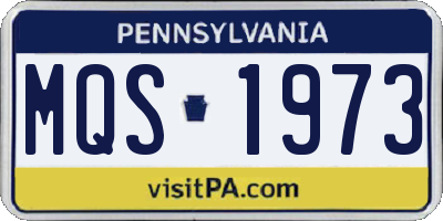 PA license plate MQS1973