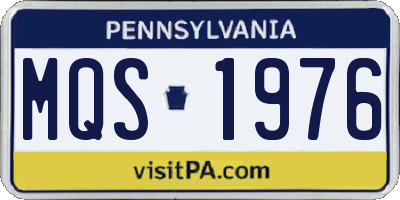 PA license plate MQS1976