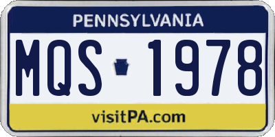 PA license plate MQS1978